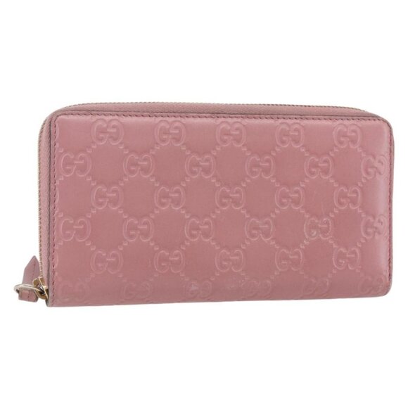 GUCCI GG Canvas Guccissima Long Wallet Leather Pink 410102 203887 Auth bs29790 - Picture 1 of 16